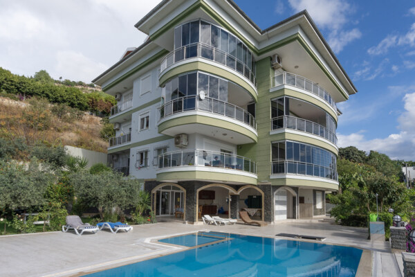 4+1 Duplex for Sale with Full Sea View in Alanya Hasbahçe District