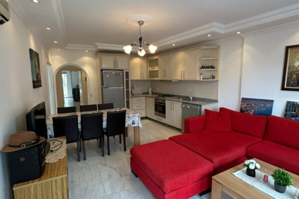 Our 2+1 Furnished Apartment Suitable for Residence in Alanya Tosmur is for Sale