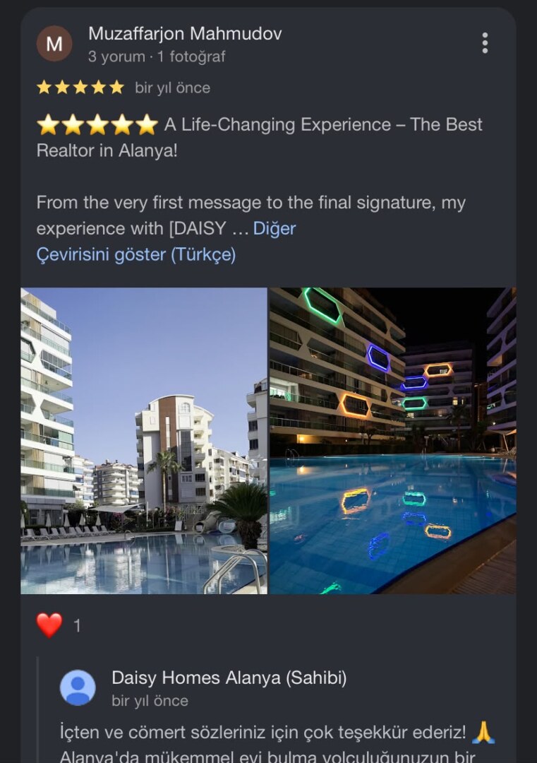 Daisy Homes Alanya Google Review 17