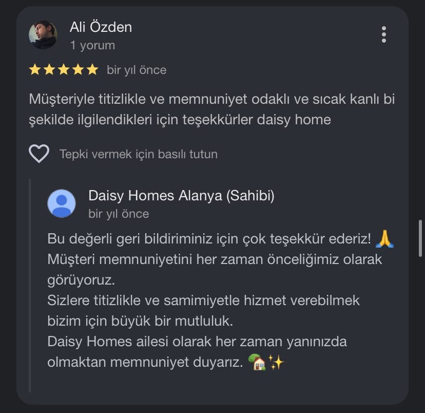 Daisy Homes Alanya Google Review 23