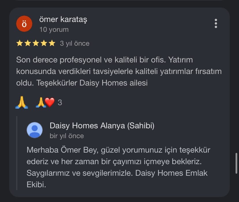Daisy Homes Alanya Google Review 26